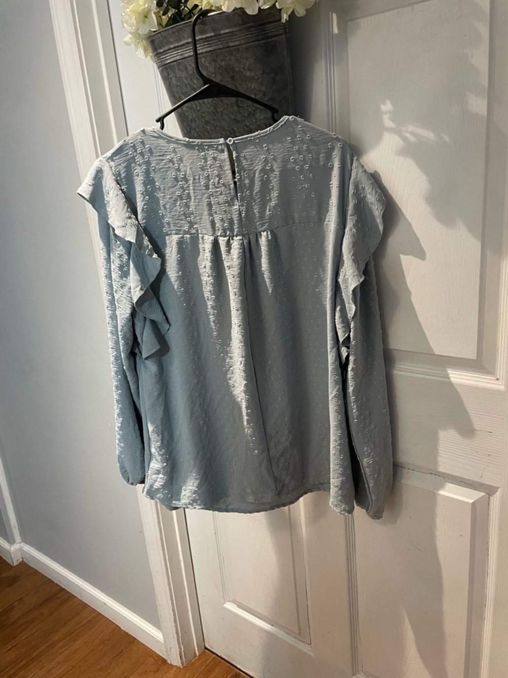 Buckle Light Blue Eyelet Ruffle Yoke Top - Picture 4 of 4
